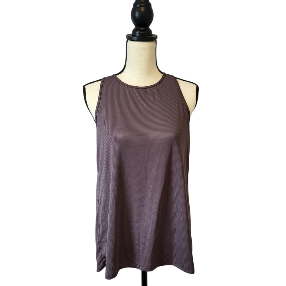 Fabletics womens purple gray sleeveless open back loose fit top size L